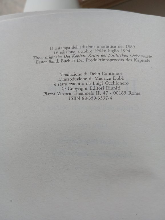 Il capitale, Karl Marx, 3 volumi in cofanetto, Editori Riuniti, …