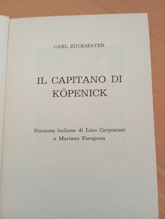 Il capitano di Kopenick, Carl Zuckmayer, Del Bianco editore