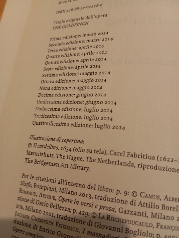 Il cardellino, Donna Tartt, Rizzoli, 2014