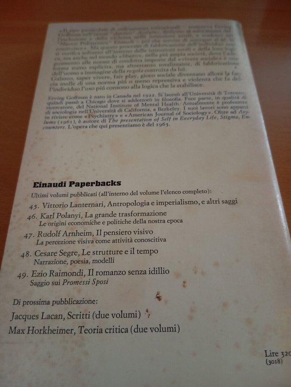 Il comportamento in pubblico, Erving Goffman, Einaudi, 1971