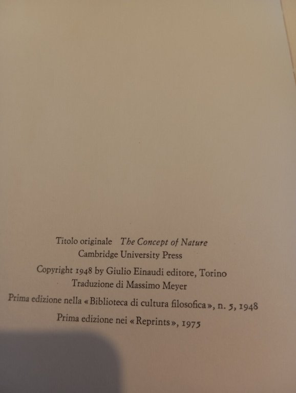 Il concetto della natura, Alfred Norh Whitehead, Einaudi, 1975