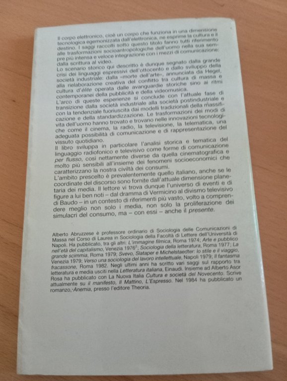 Il corpo elettronico, Alberto Abruzzese, La Nuova Italia, 1988