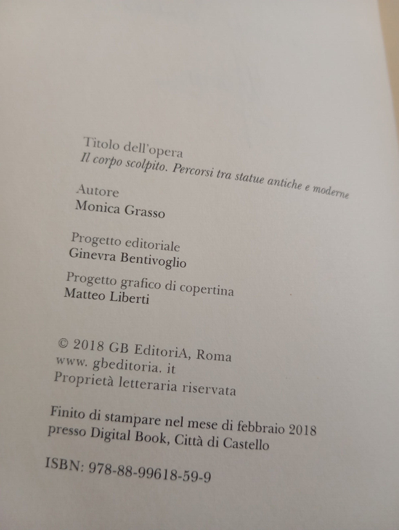 Il corpo scolpito, monica Grasso, GBE, 2018