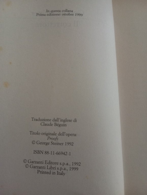 Il correttore, George Steiner, Garzanti, 1999