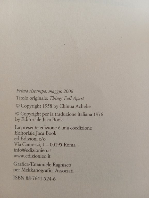 Chinua Achebe, Il crollo, e/o I Leoni, 2006, fuori catalogo | Immagine Gallery 7
