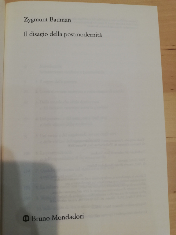 Il disagio della postmodernità, Zygmunt Bauman, Bruno Mondadori, 2002