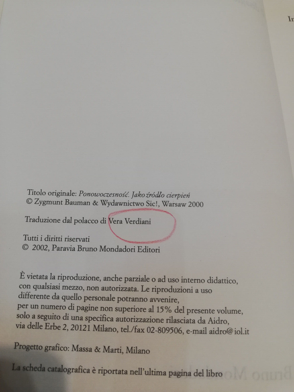 Il disagio della postmodernità, Zygmunt Bauman, Bruno Mondadori, 2002