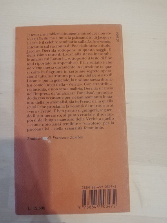 Il fattore della verit, Jacques Derrida, Adelphi, 1989