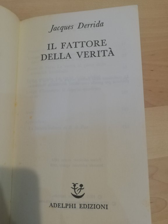 Il fattore della verità, Jacques Derrida, Adelphi, 1989 | Immagine Gallery 11