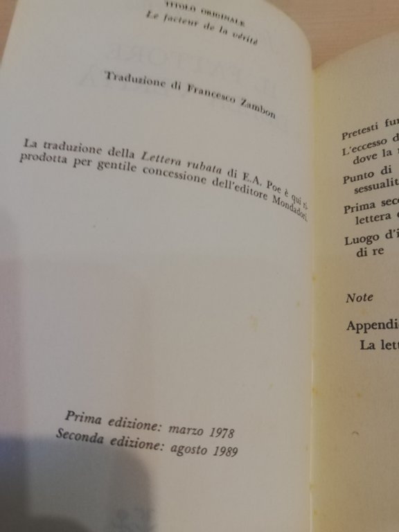 Il fattore della verità, Jacques Derrida, Adelphi, 1989 | Immagine Gallery 15