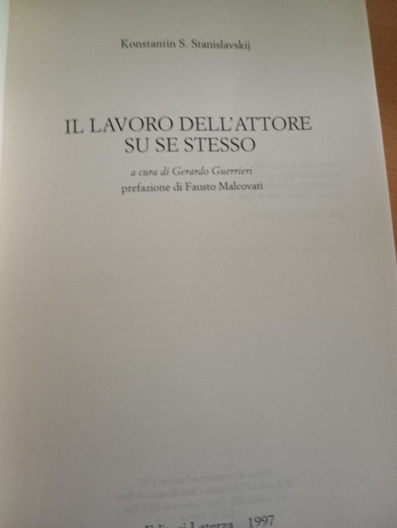 Il lavoro dell'attore su se stesso, Stanislavskij, Laterza, 19997