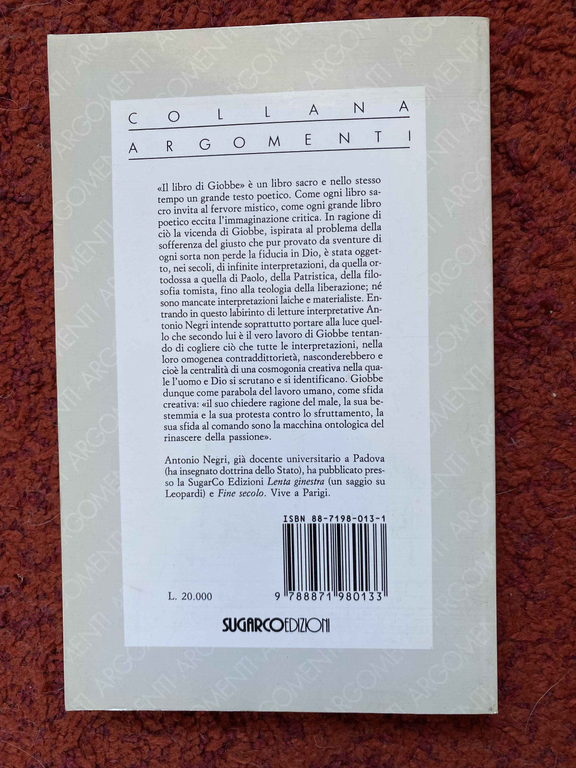 Il lavoro di Giobbe, Antonio Negri, SugarCo, 1990