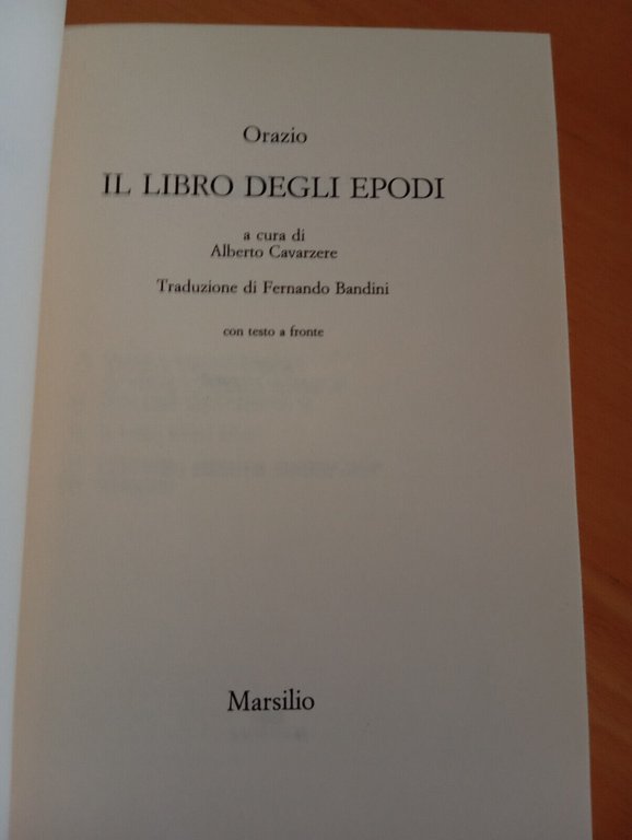 Il libro degli Epodi, Orazio, Marsilio, 1992