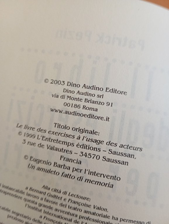 Il libro degli esercizi per attori, Patrick Pezin, Dino Audino …