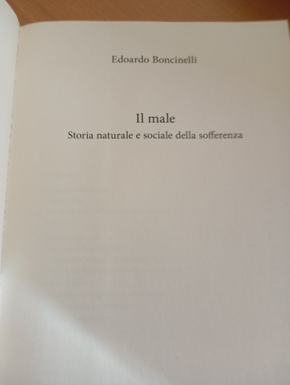 Il male, Edoardo Boncinelli, Il Saggiatore, 2019