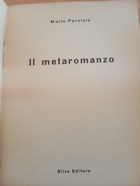Il metaromanzo, Mario Perniola, Silva Editore, 1966
