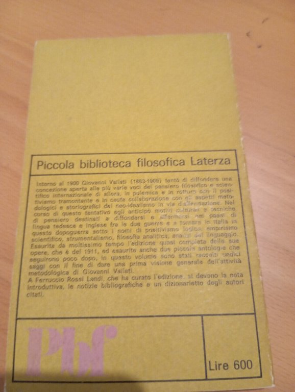 Il metodo della filosofia, Giovanni Vailati, Laterza, 1967