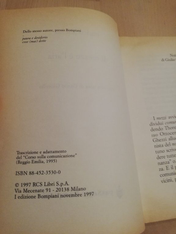 Il mezzo è l'aria, Enrico Ghezzi, 1997, Bompiani | Immagine Gallery 9