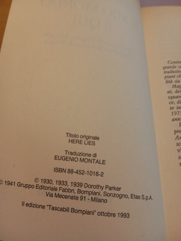 Il mio mondo è qui, Dorothy Parker, Bompiani, F. Pivano, … | Immagine Gallery 11