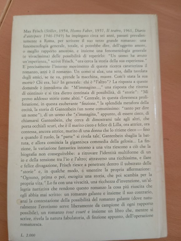 Il mio nome sia: Gantenbein, Max Frisch, Feltrinelli, 1965, vintage