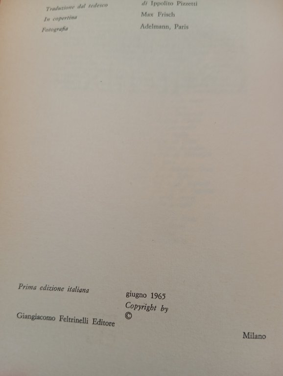 Il mio nome sia: Gantenbein, Max Frisch, Feltrinelli, 1965, vintage