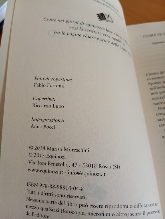 Il mistero di un abbraccio, Marisa Moreschini, Equinozi, 2014