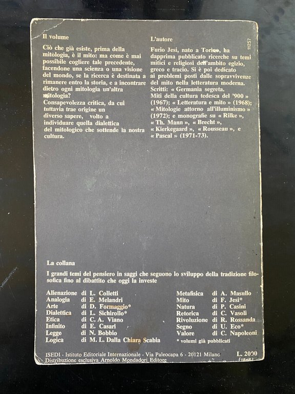 Il mito, A cura di Furio Jesi, ISEDI, 1973