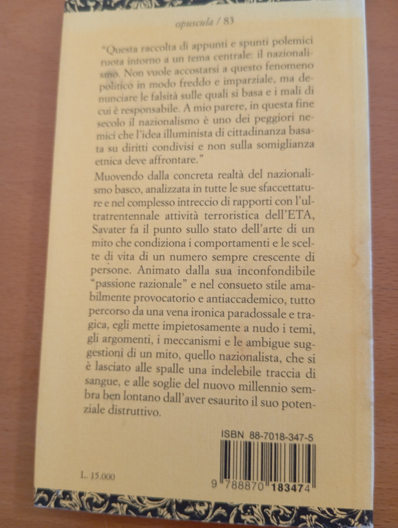 Il mito nazionalista, Fernando Savater, il Melangolo, 1998