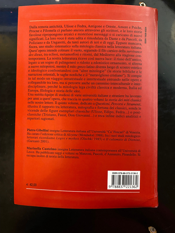 Il mito nella letteratura italiana, vol. IV, Pietro Gibellini, Morcelliana …