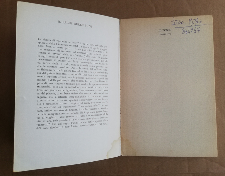 Il paese delle nevi, Yasunari Kawabata, 1966, Il bosco Mondadori