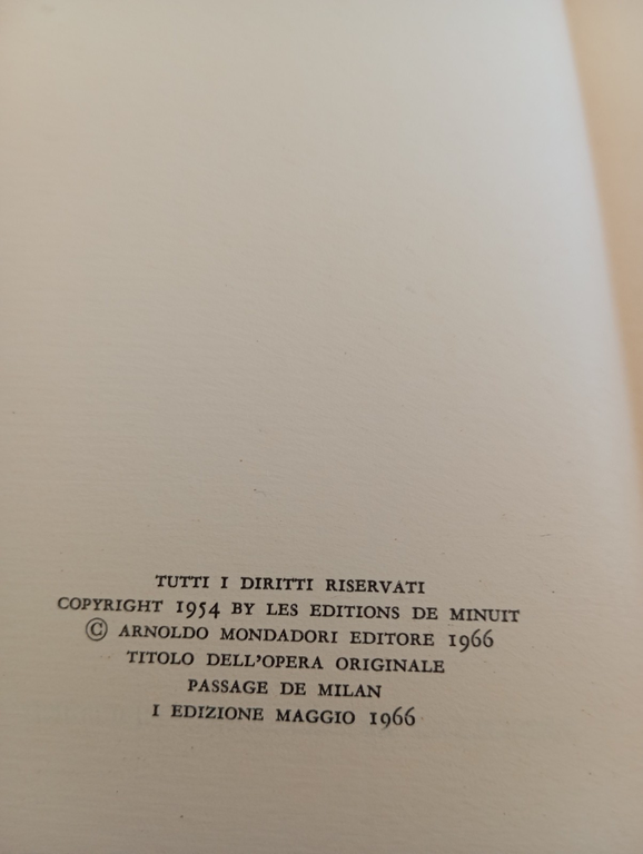 Il passaggio, Michel Butor, Mondadori, 1966, Prima edizione