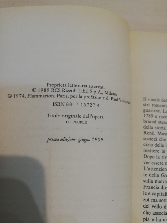 Il popolo, Jules Michelet, Rizzoli BUR, 1989