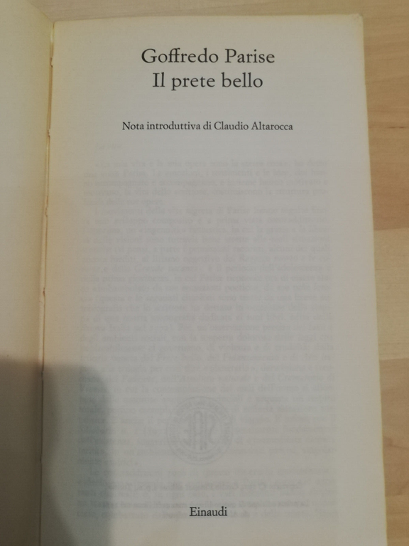 Il prete bello, Goffredo Parise, Einaudi, 1974