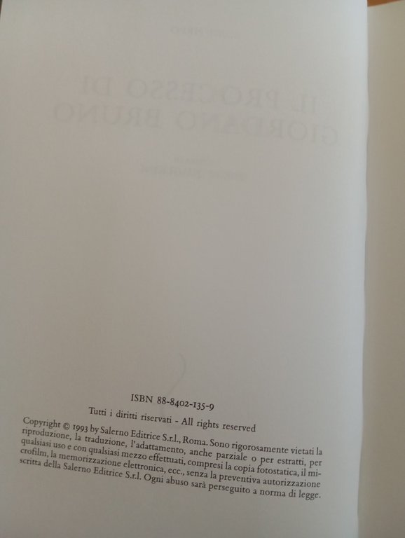 Il processo di Giordano Bruno, Luigi Firpo, Salerno Editrice, 1993