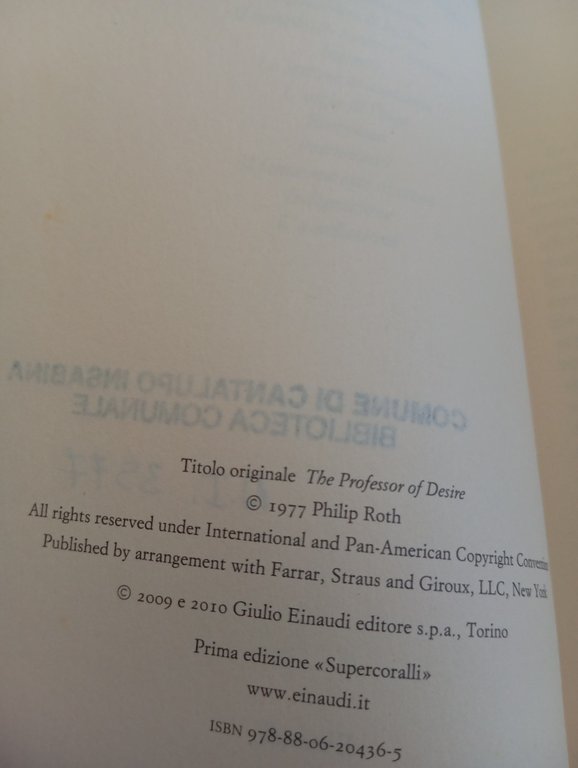 Il professore di desiderio, Philip Roth, Einaudi, 2010 | Immagine Gallery 9