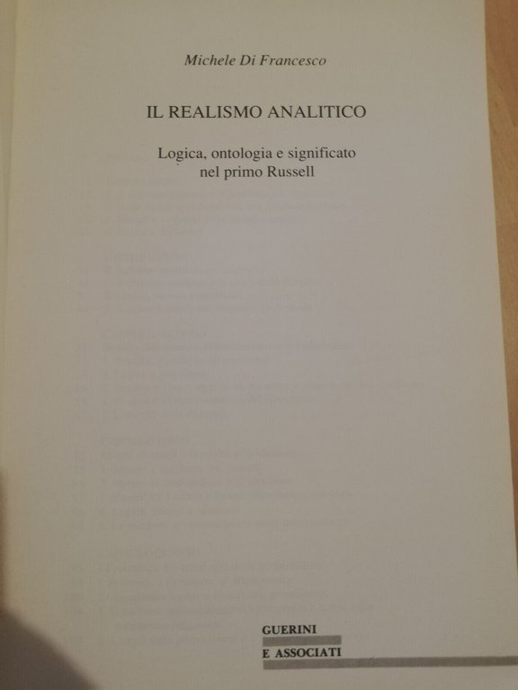 Il realismo analitico, logica primo Russell, Michele di Francesco, 1991, …