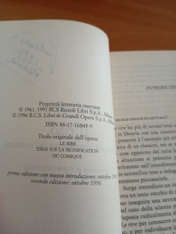 Il riso, Henri Bergson, BUR Rizzoli 1996