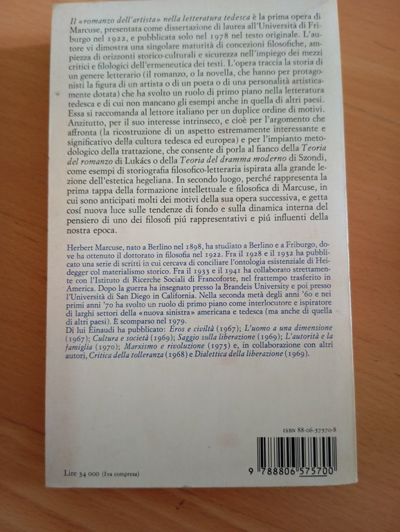 Il romanzo dell'artista nella letteratura tedesca Herbert Marcuse Einaudi 1985