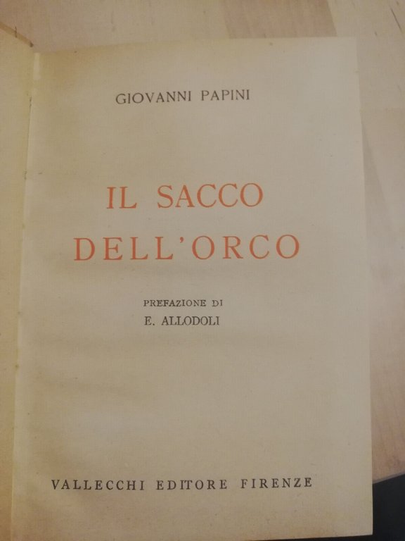 Il sacco dell'orco, Giovanni Papini, Vallecchi, 1933