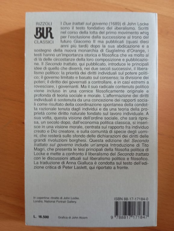 Il secondo trattato sul governo, John Locke, Rizzoli BUR, 1998 | Immagine Gallery 4