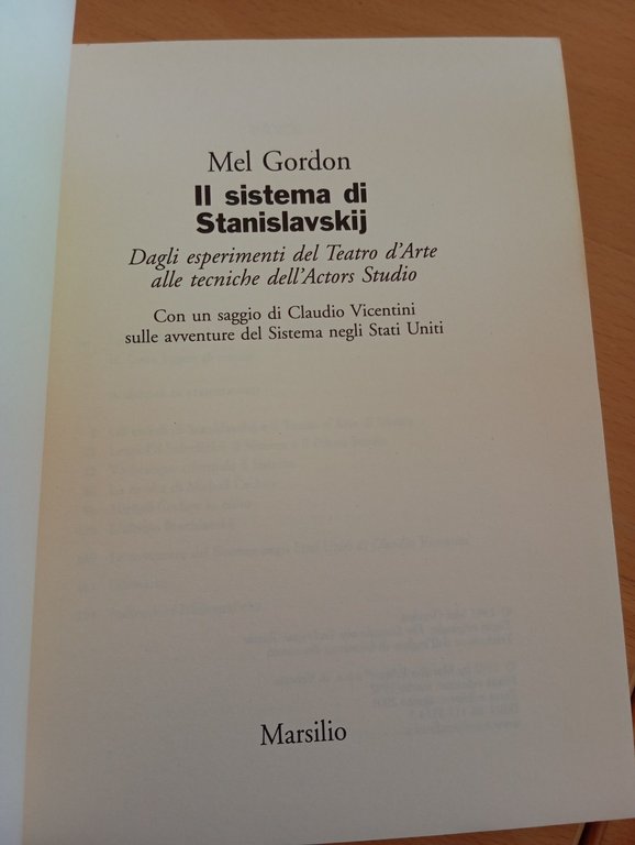 Il sistema di Stanislavskij, Mel Gordon, Marsilio, 1992