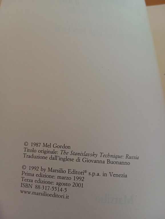 Il sistema di Stanislavskij, Mel Gordon, Marsilio, 1992