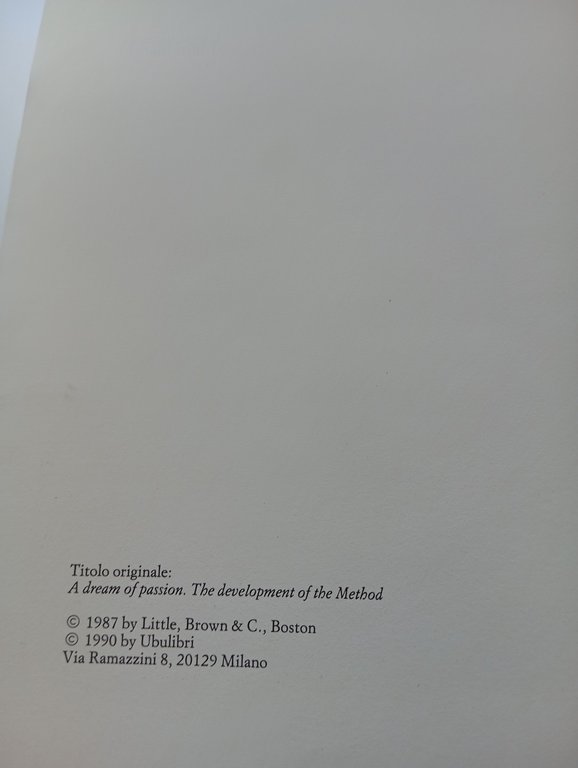 Il sogno di una passione, Lee Strasberg, Ubulibri, 1990