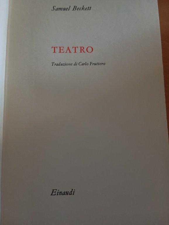 Il teatro di Samuel Beckett, Einaudi, 1961