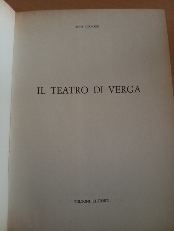 Il teatro di Verga, Siro Ferrone, Bulzoni, 1972 | Immagine Gallery 15