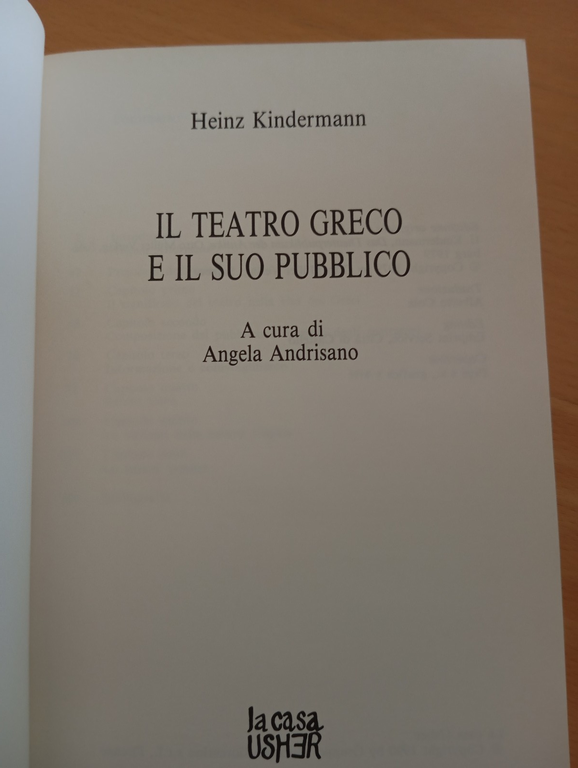 Il teatro greco e il suo pubblico, Heinz Kindermann, La …