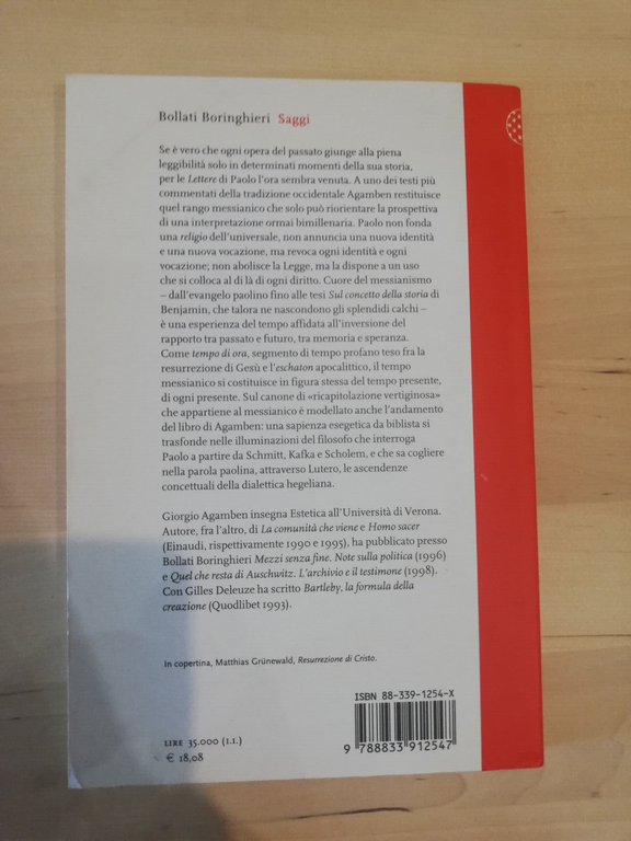 Il tempo che resta, Giorgio Agamben, Bollati Boringhieri, 2000