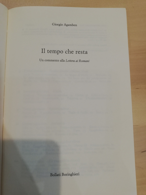 Il tempo che resta, Giorgio Agamben, Bollati Boringhieri, 2000