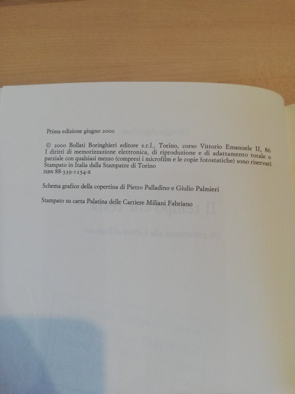 Il tempo che resta, Giorgio Agamben, Bollati Boringhieri, 2000