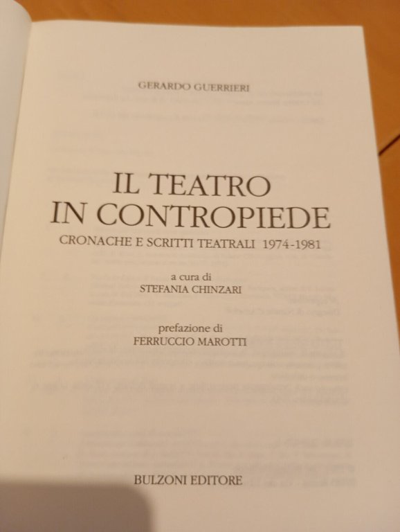 Il teratro in contropiede. Scritti teatrali, Gerardo Guerrieri, Bulzoni, 1993